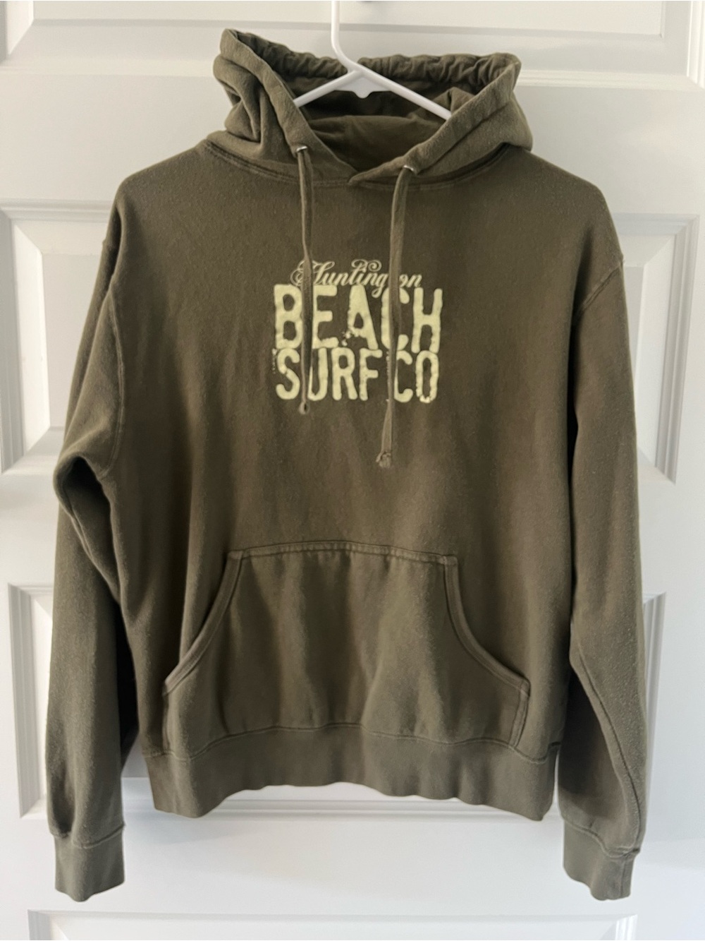 Hunting Beach Surf Co Olive Green Unisex Hooded Sweatshirt Small